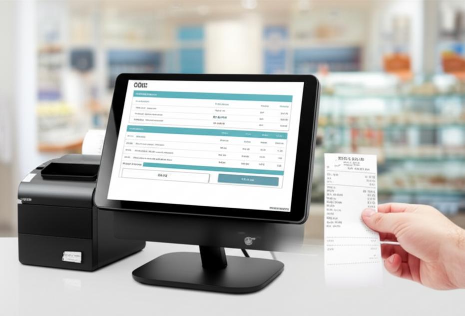 Giao diện phần mềm in bill Ebiz tại quầy thanh toán.