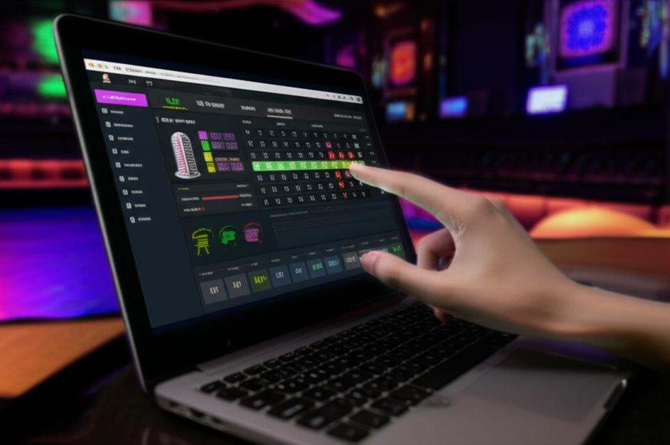 Phần Mềm Quản Lý Quán Karaoke Offline: Giải Pháp Tối Ưu Cho Kinh Doanh 9 Phần mềm quản lý quán karaoke offline Ebiz hiển thị trên laptop trong phòng karaoke.