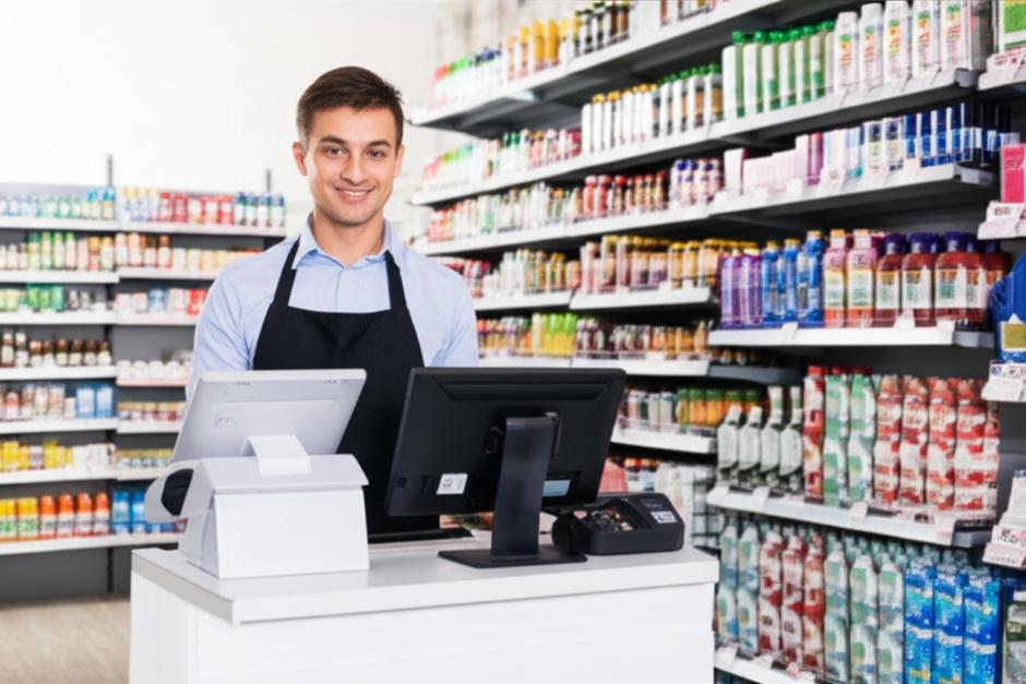 Quản Lý Bán Hàng Offline Hiệu Quả: Bí Quyết Tối Ưu Doanh Thu Cho Cửa Hàng Truyền Thống 2 Cửa hàng bán lẻ hiện đại với nhân viên sử dụng hệ thống POS.