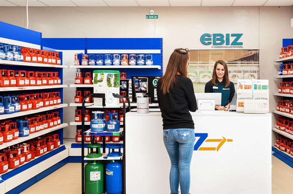 Cửa hàng gas hiện đại, nhân viên chuyên nghiệp hỗ trợ khách hàng.