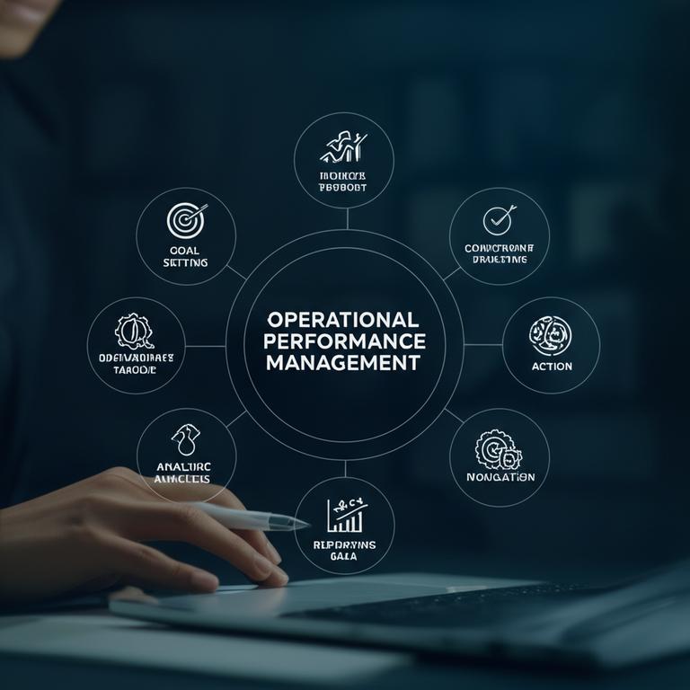 Infographic minh họa các thành phần cốt lõi của Quản lý Hiệu suất Hoạt động.