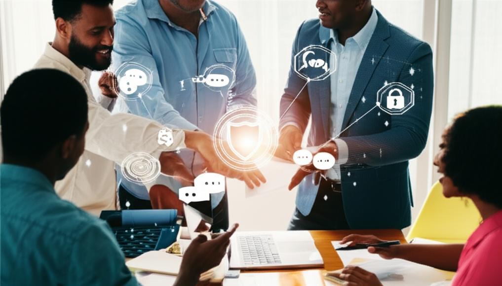 Nhân viên làm việc từ xa cộng tác hiệu quả trên nền tảng ảo.