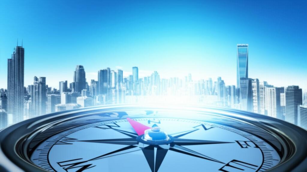 La bàn hướng tới tương lai tươi sáng của doanh nghiệp.