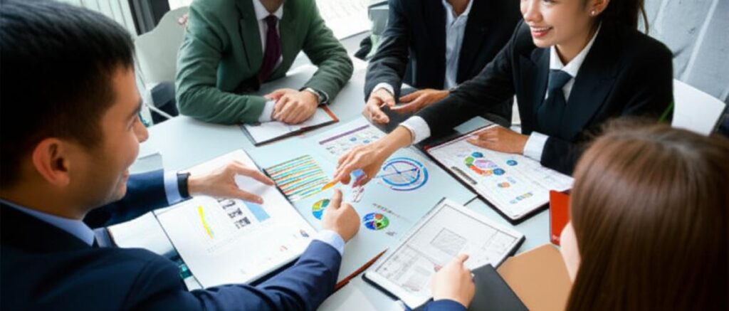 Diverse team collaborating successfully.