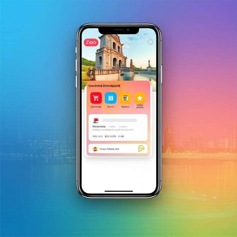 Minh họa Zalo Mini App trên điện thoại thông minh, thể hiện các tính năng thương mại, đặt chỗ và chăm sóc khách hàng.