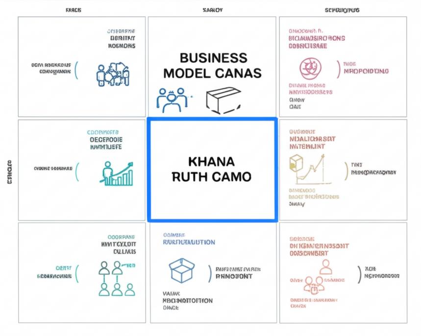 Sơ đồ Business Model Canvas trực quan với 9 khối xây dựng cốt lõi.