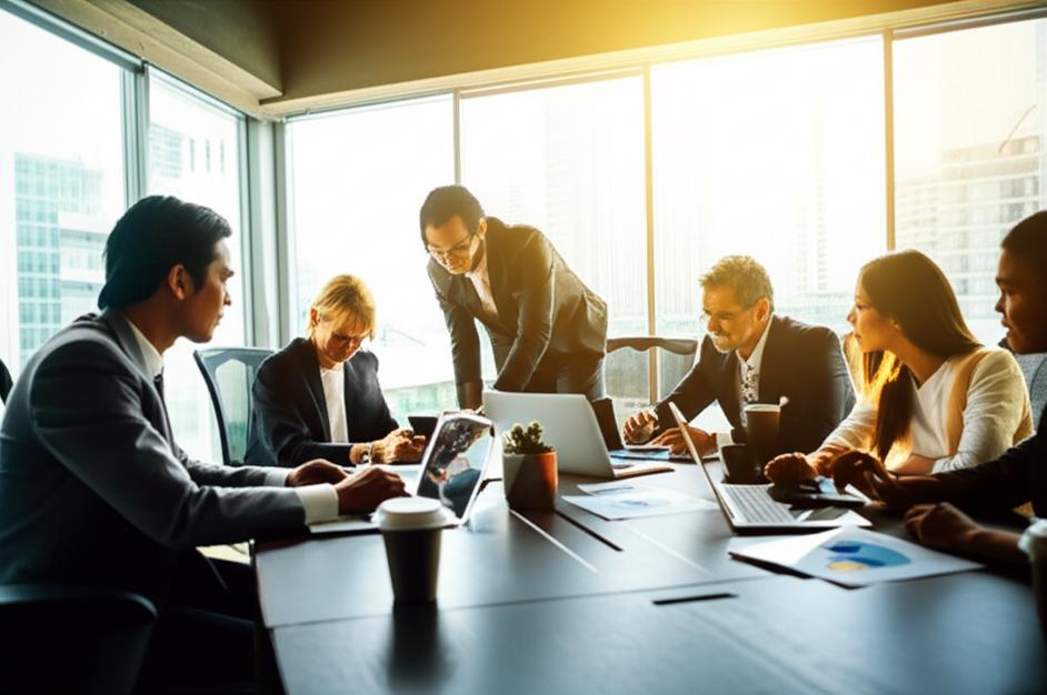 Chuyên gia kinh doanh hợp tác trong văn phòng hiện đại, biểu tượng cho thương mại B2B.