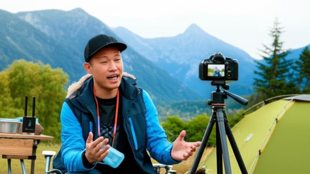 Buổi cắm trại livestream giữa thiên nhiên tươi đẹp.