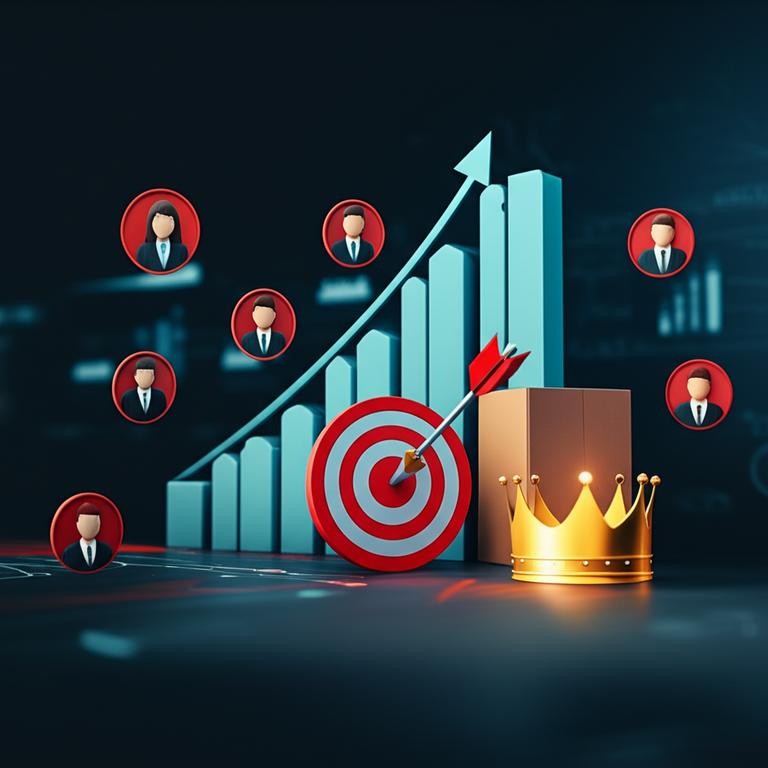 Chiếm Lĩnh Thị Trường: Bí Quyết Chinh Phục Khách Hàng và Vượt Xa Đối Thủ 2 Minh họa sự chiếm lĩnh thị trường với biểu đồ tăng trưởng và hình ảnh khách hàng.