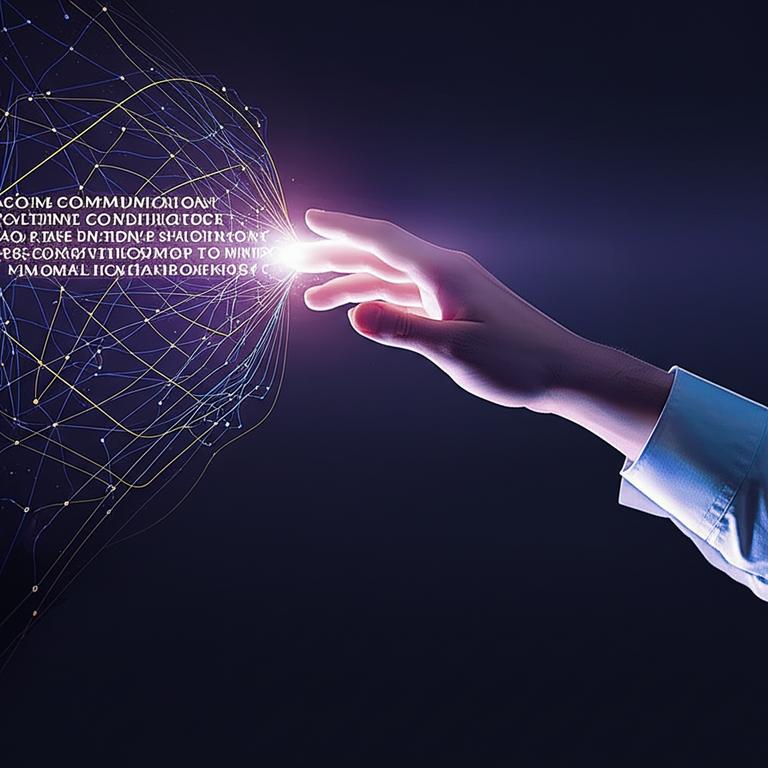 Minh họa trừu tượng về giao tiếp AI: bàn tay con người gửi prompt, AI phản hồi.