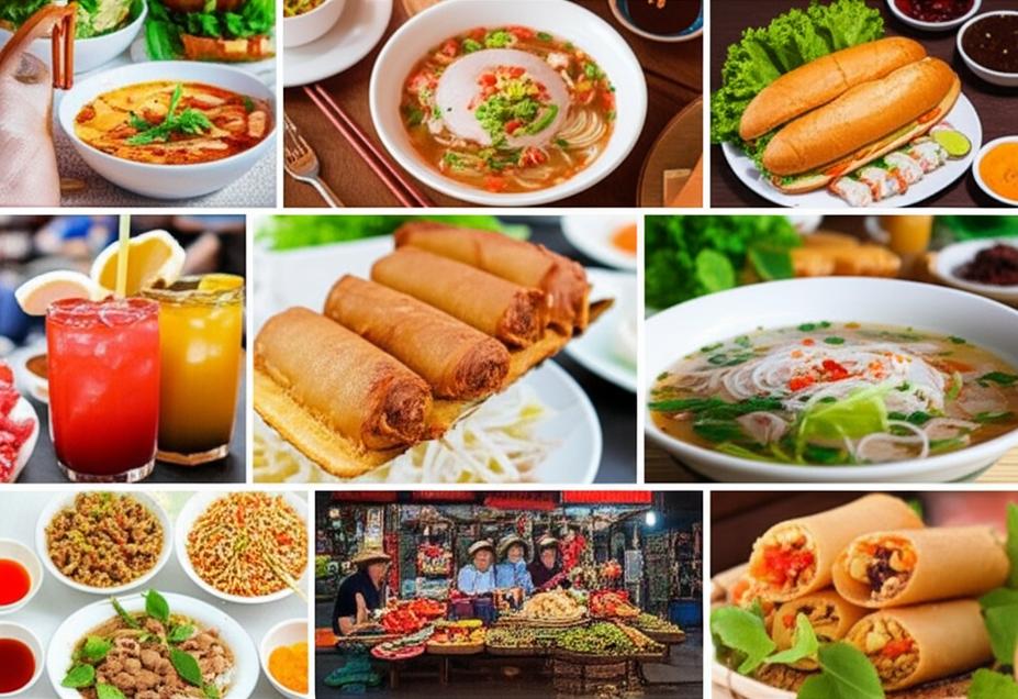 Ảnh collage ẩm thực Việt Nam sống động và đa dạng.