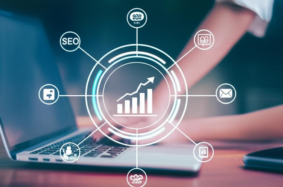 Infographic detailing digital marketing channels and their connection to business growth.