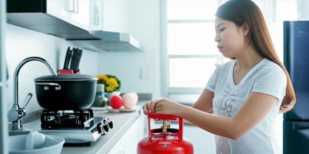 Kiểm tra bình gas an toàn tại nhà bếp.