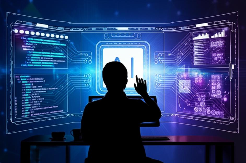 Tương tác giữa con người và AI thông qua giao diện điều khiển thông minh, thể hiện kỹ năng prompt AI.