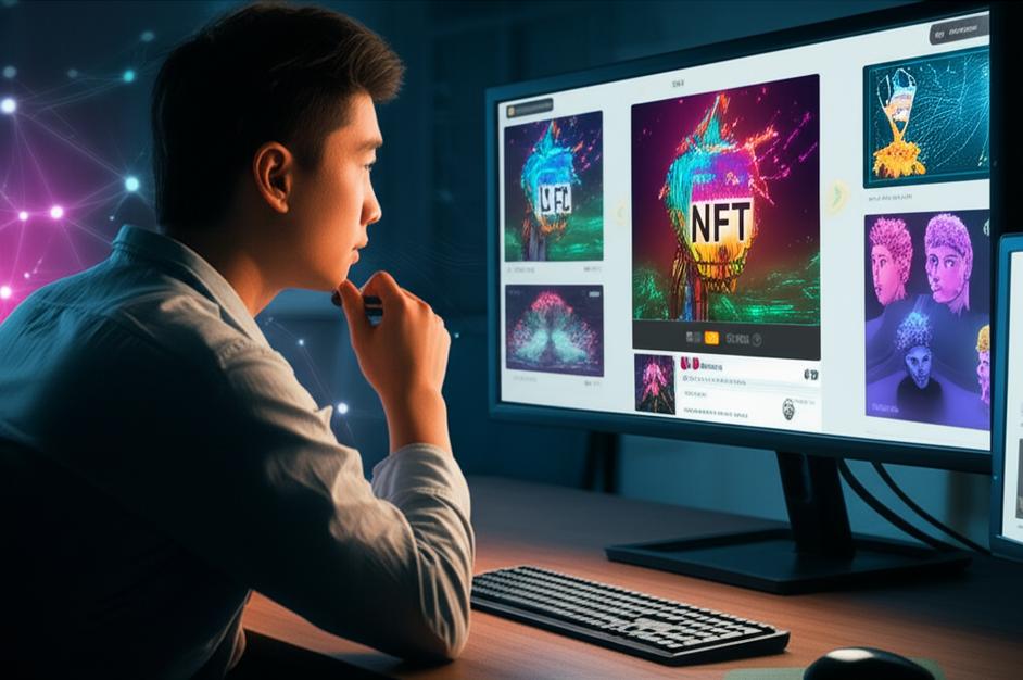 Bí quyết kiếm tiền với NFT cho nghệ sĩ: Từ ý tưởng đến thành công trên thị trường số 8 Nghệ sĩ kỹ thuật số tạo và bán tác phẩm NFT độc đáo trên thị trường số.