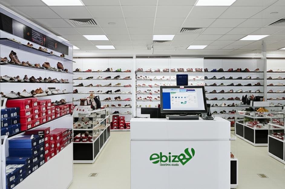 Cửa hàng giày dép hiện đại với hệ thống quản lý bán hàng POS chuyên nghiệp.
