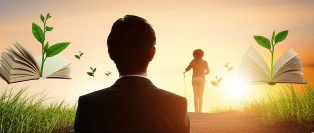 Chân trời mọc sớm với một người trên con đường phát triển.